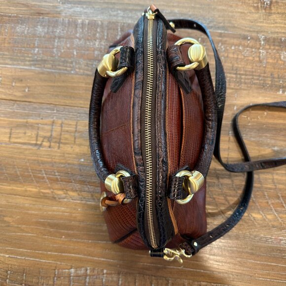 Brahmin Lisa Satchel – Cognac Tri-Texture Leather - Picture 4 of 10